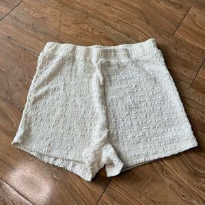 Women's Cream Textured Shorts